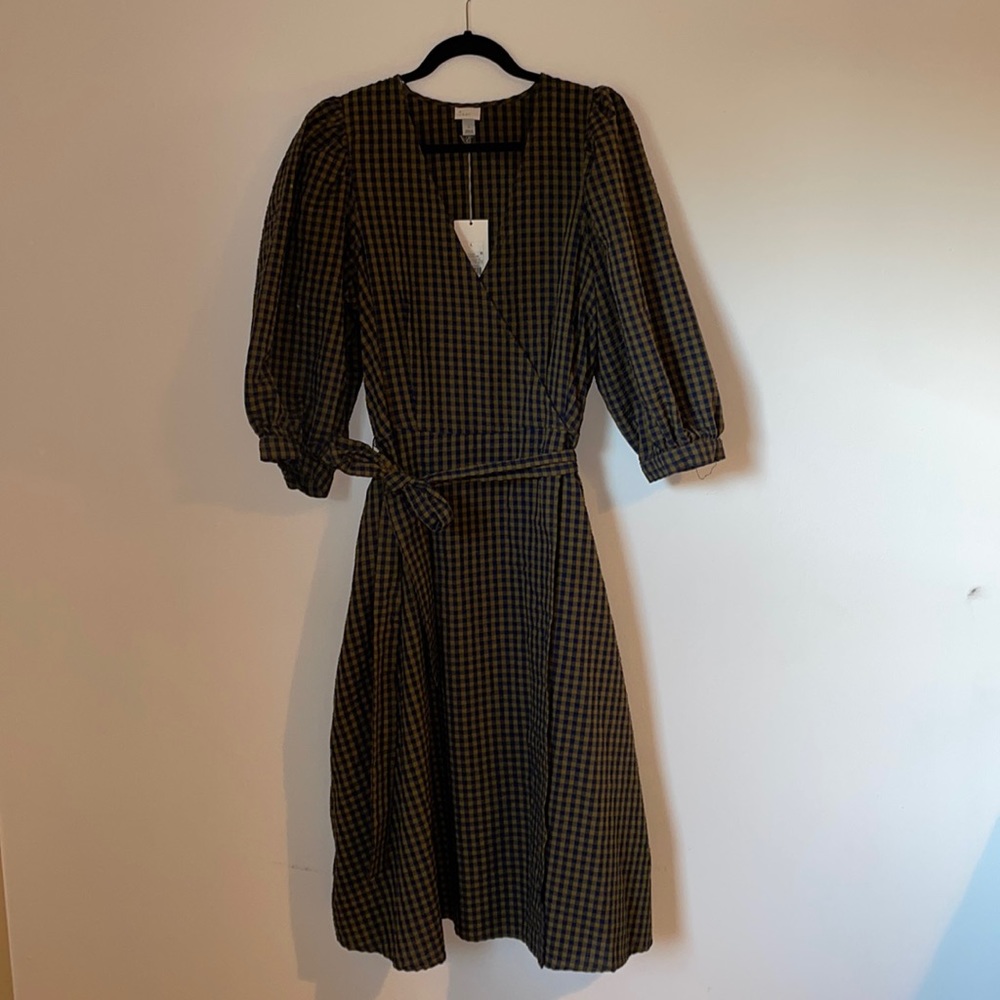 Blue & green gingham dress